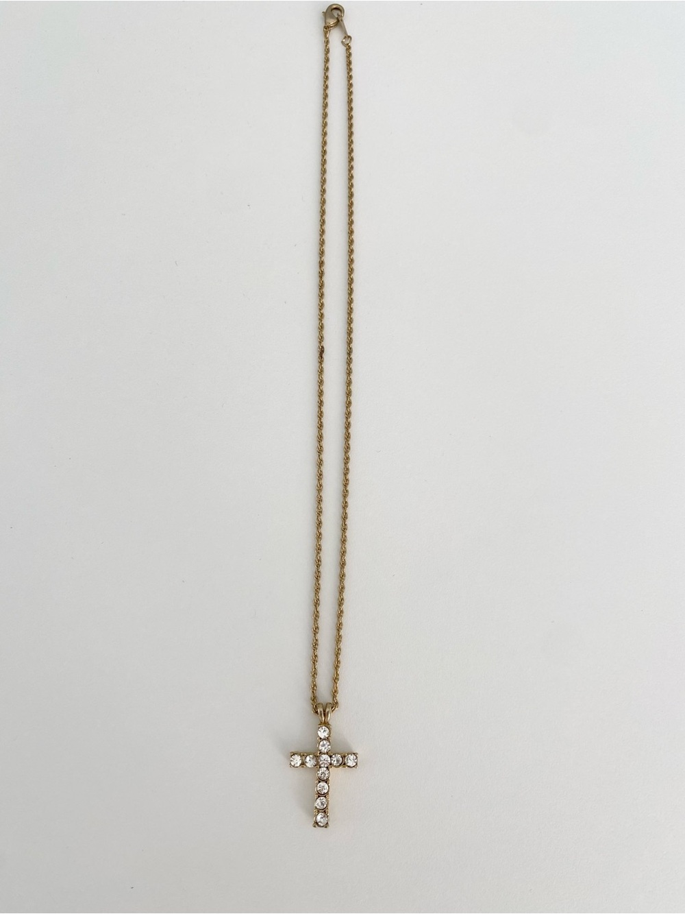 Gold-Tone Rhinestone Cross Pendant Necklace